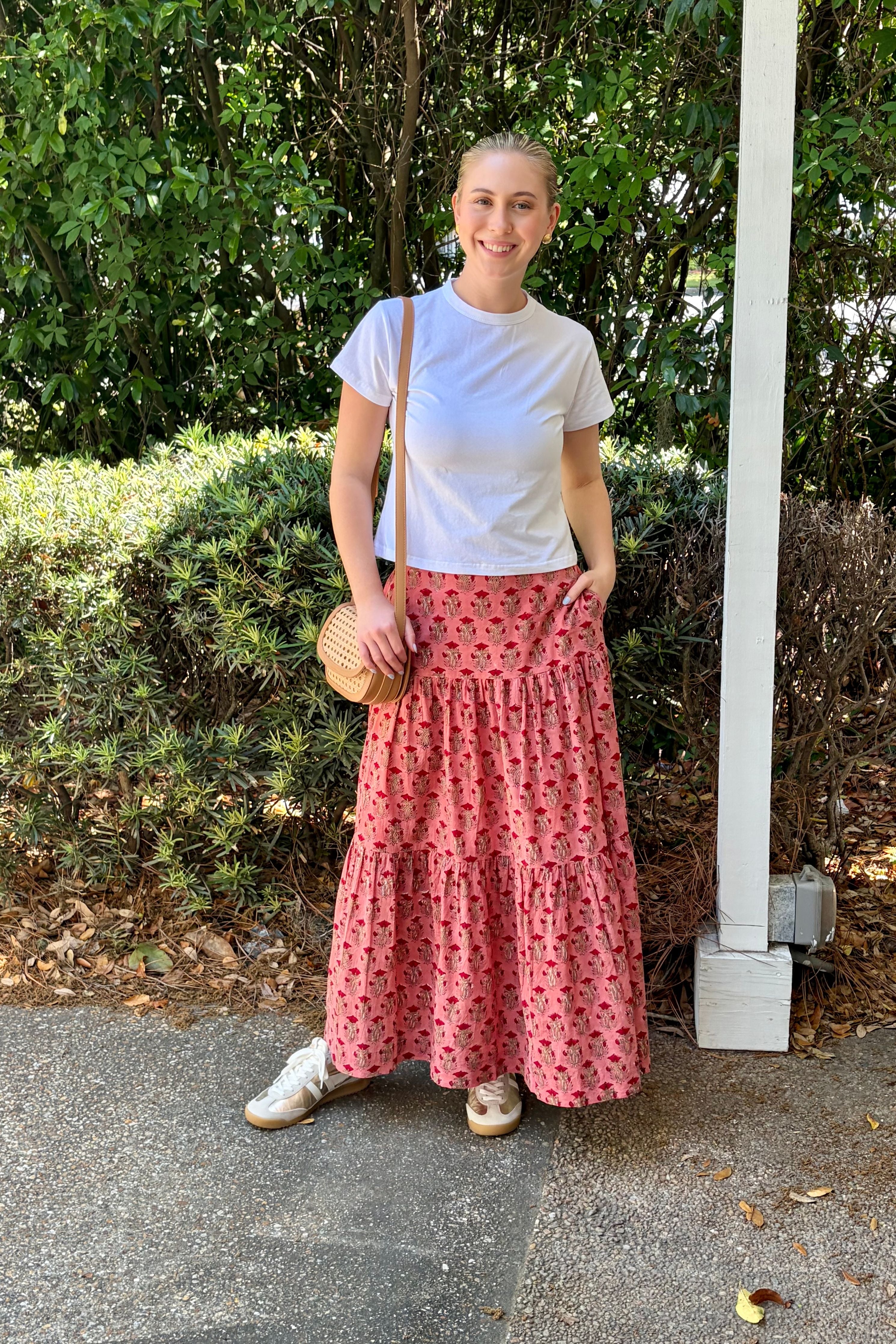 Isabella Floral Print Tiered Maxi Skirt with High Waist