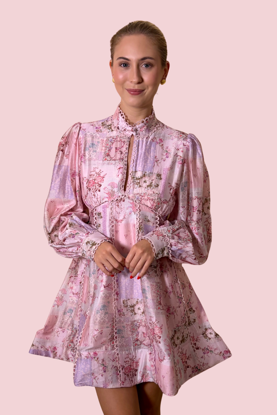 Blushing Belle Floral Long Sleeve Mini Dress