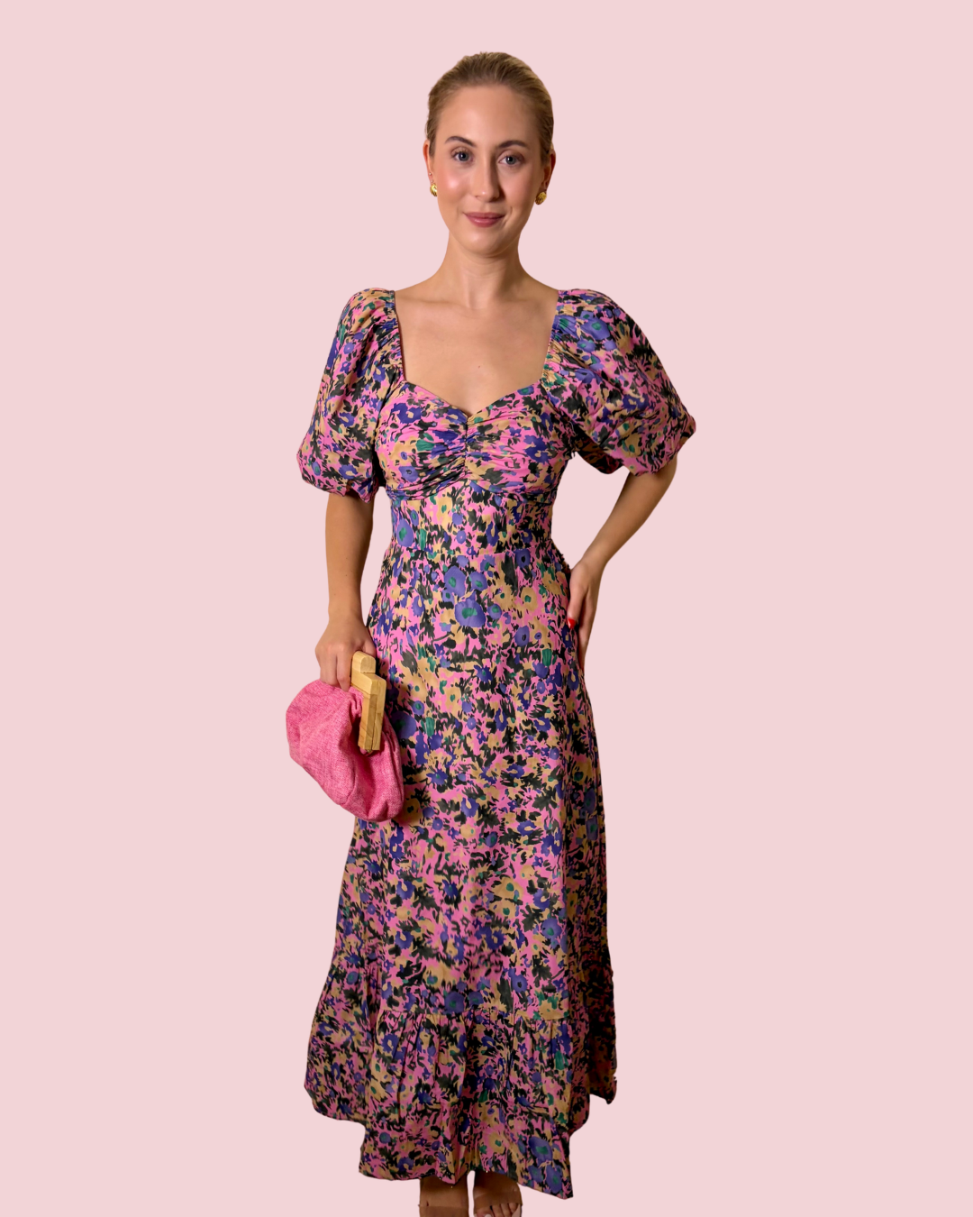 Blooming Lovely Floral Puff Sleeve Maxi Dress