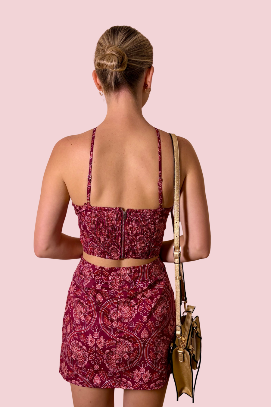 Rosy Outlook Printed High Waist Mini Skirt