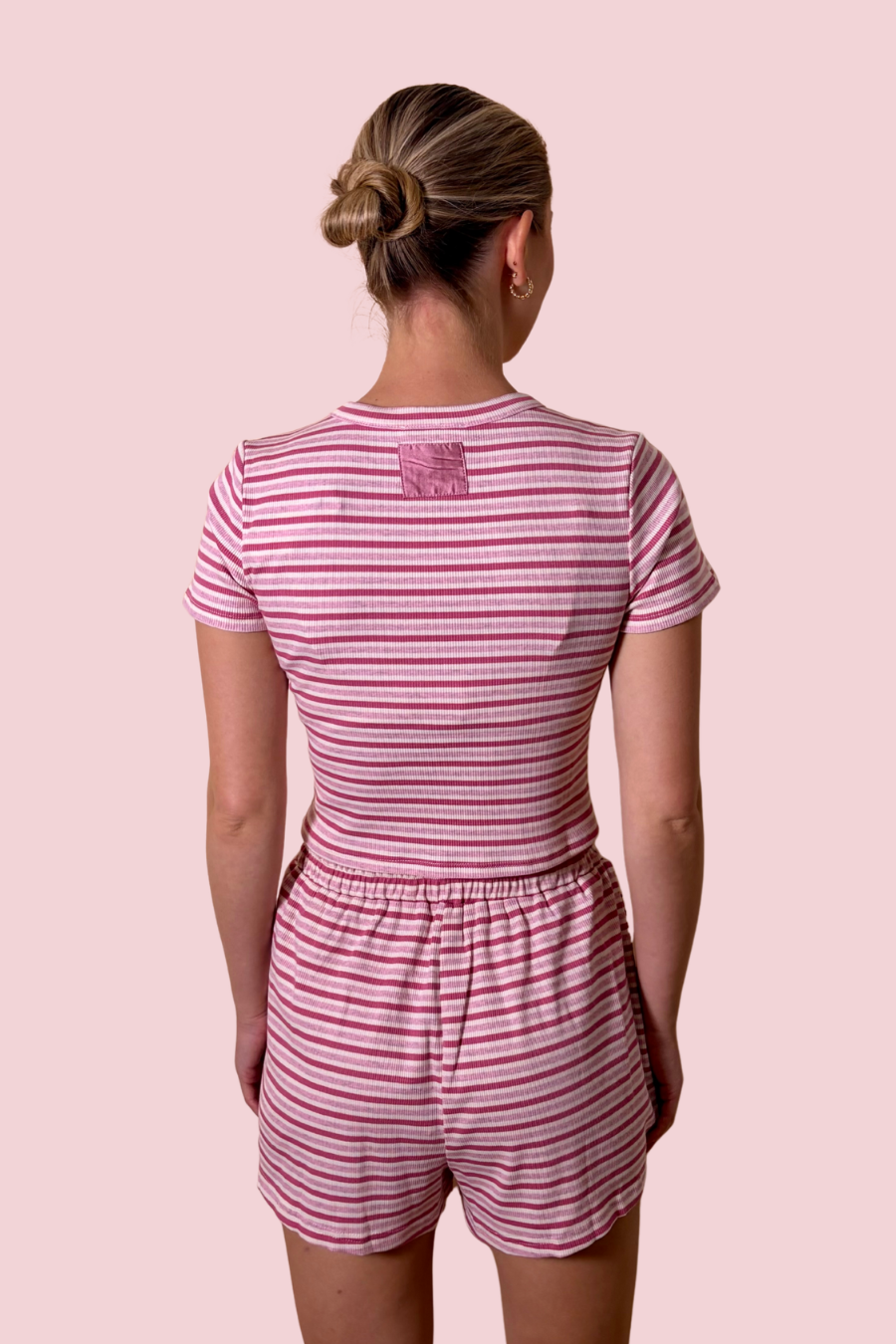 Pinky Promise Pink Stripe Cropped Knit Tee