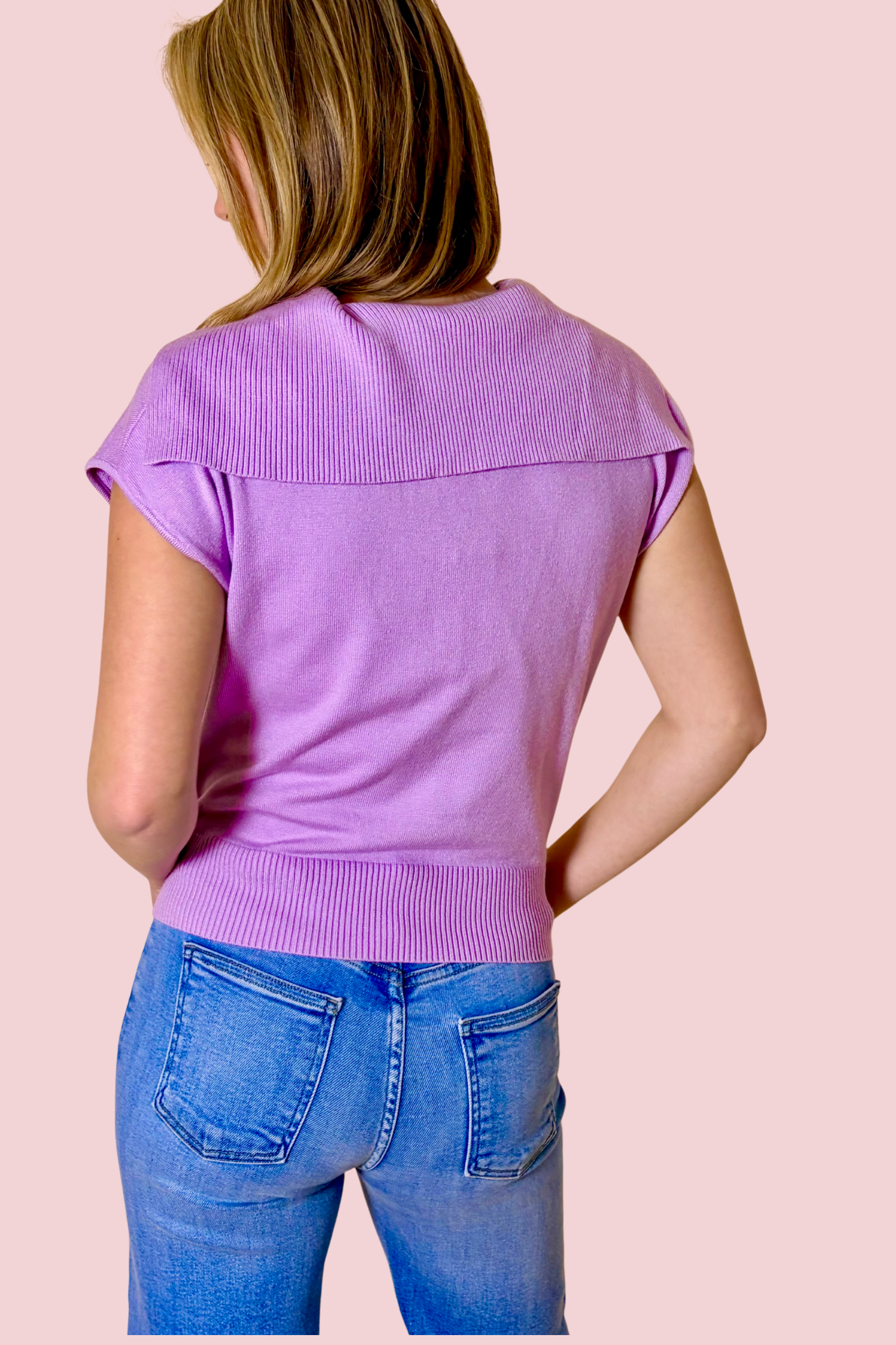 Preppy Muse Sleeveless Knit Sweater Top with Draped Shoulder Detail