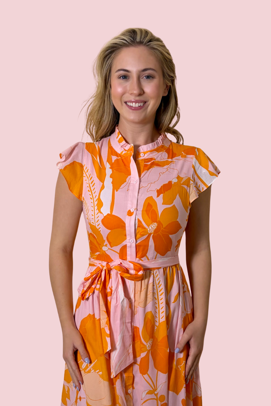 Garden Luxe Floral Print Maxi Dress with Button Front and Tie Waist