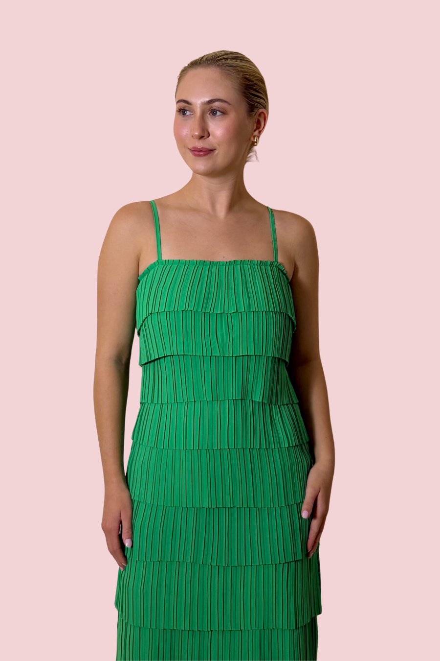Layered Luxe Tiered Maxi Dress with Pleated Layers and Adjustable Straps