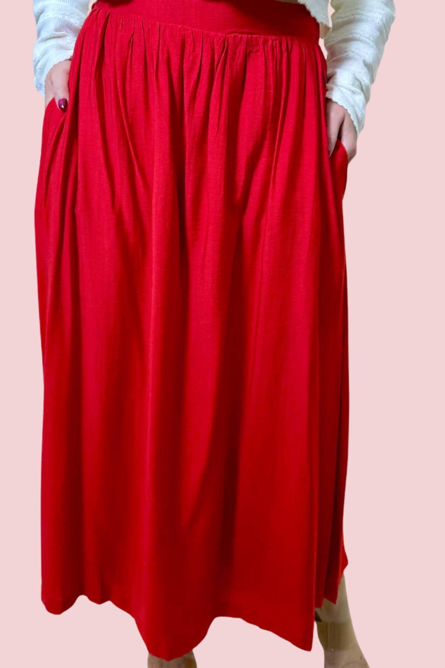Kelly Maxi Skirt with Elastic Waist and Flowy A-Line Silhouette
