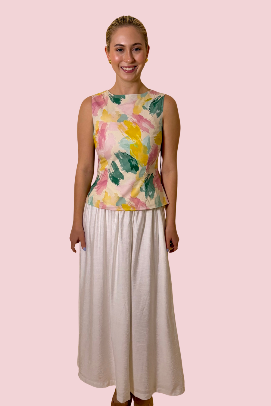 Kelly Maxi Skirt with Elastic Waist and Flowy A-Line Silhouette