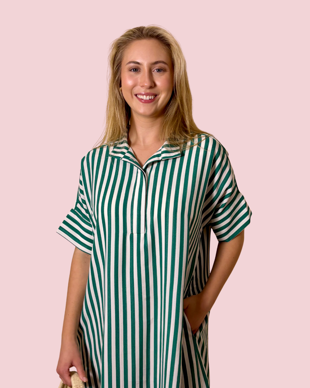 It's a Good Thing Green and White Striped Maxi Dress