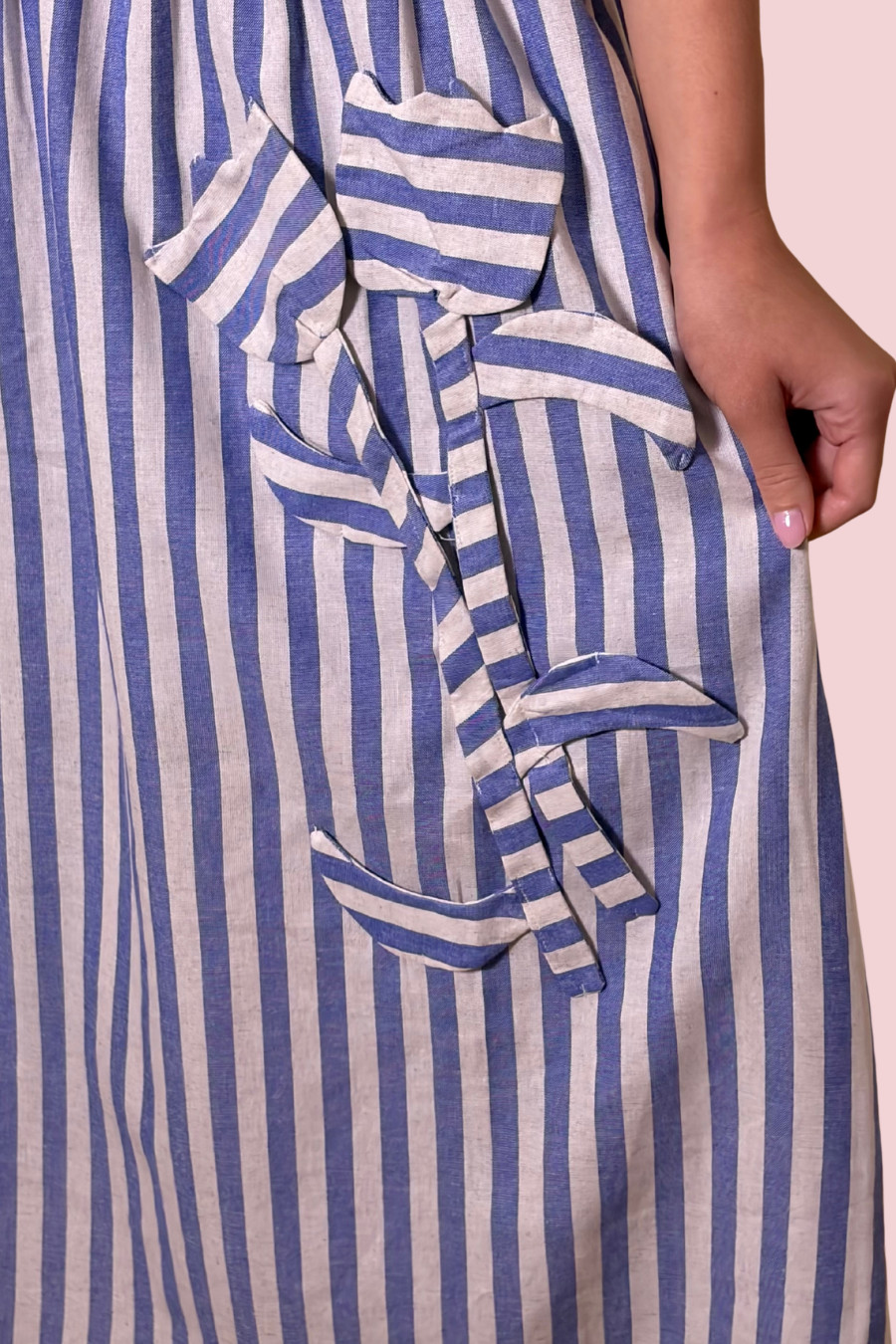 Everly Striped 3D Floral Detail Midi Skirt