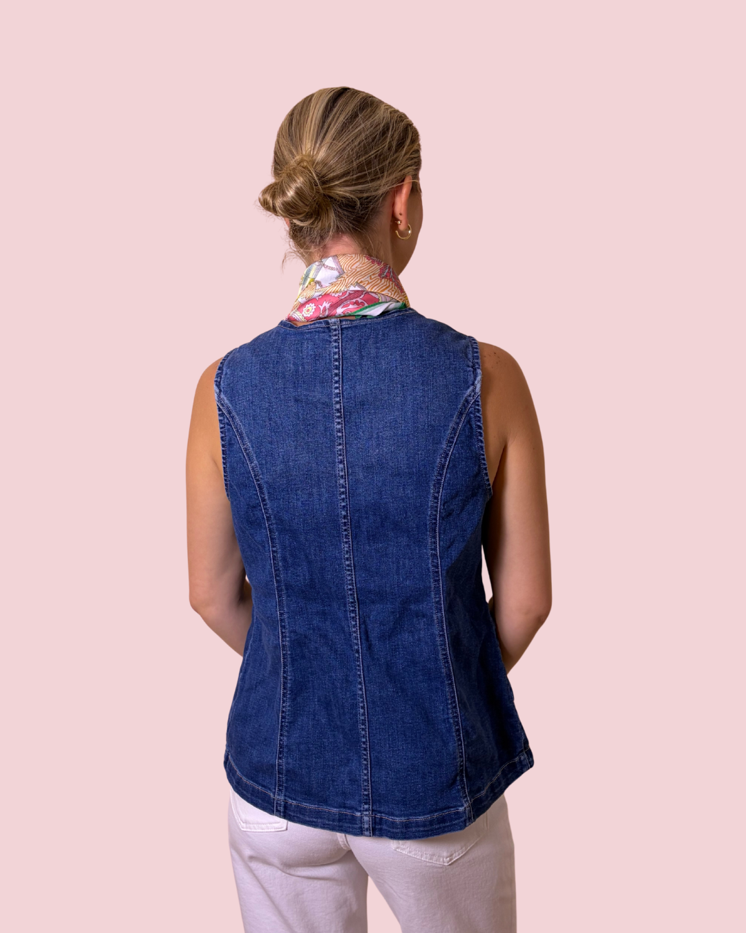 Denim Diaries Tailored Denim Vest Top with Button Front Closure