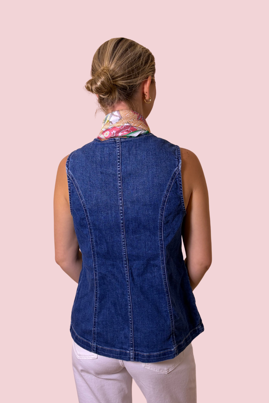 Denim Diaries Tailored Denim Vest Top with Button Front Closure