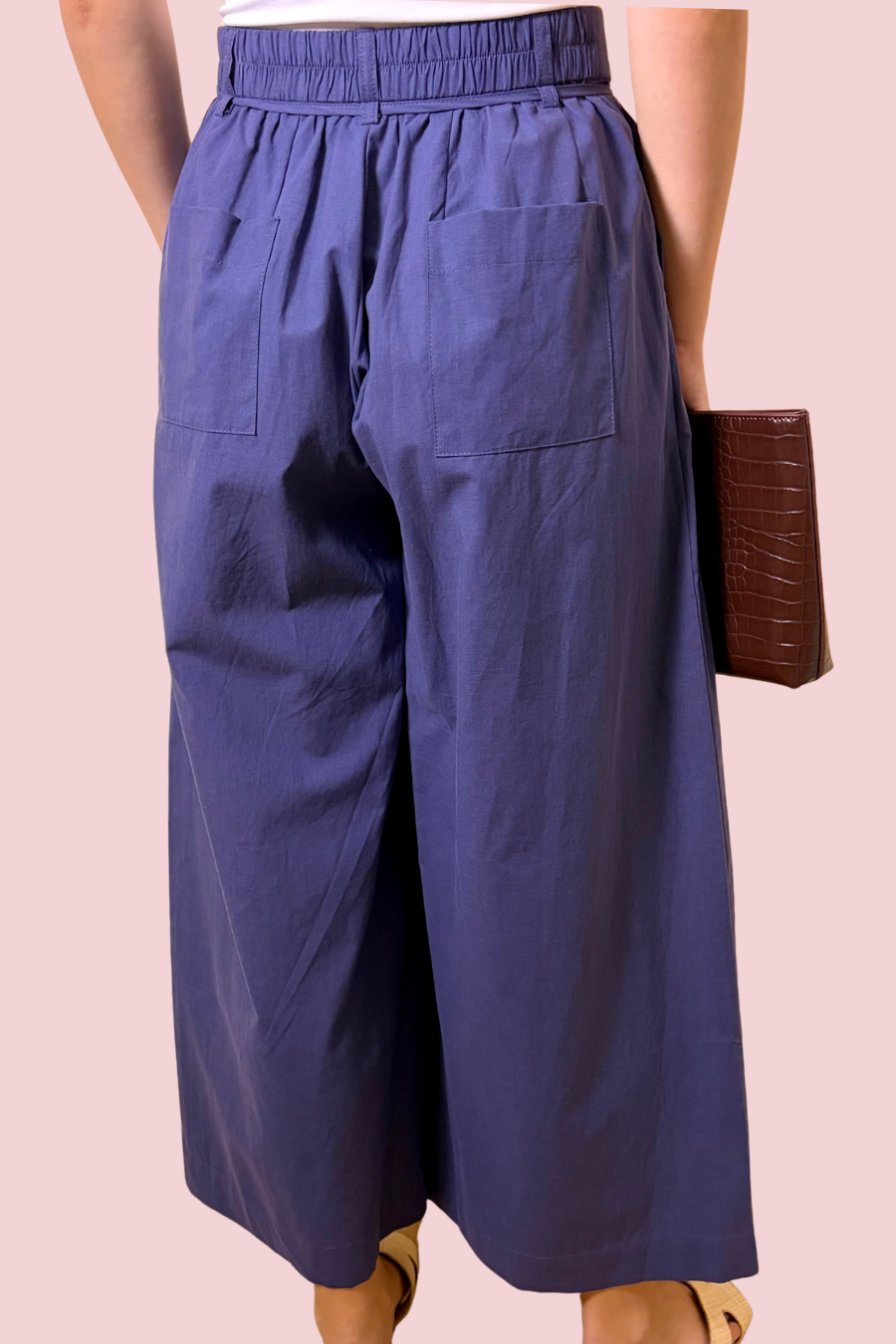 Brunch Plans Navy Blue Wide Leg Palazzo Pants with High Rise Fit