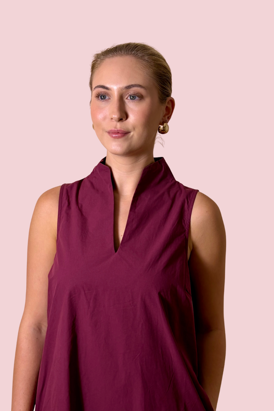 Good Company Sleeveless Split Neck Shift Mini Dress with Pockets