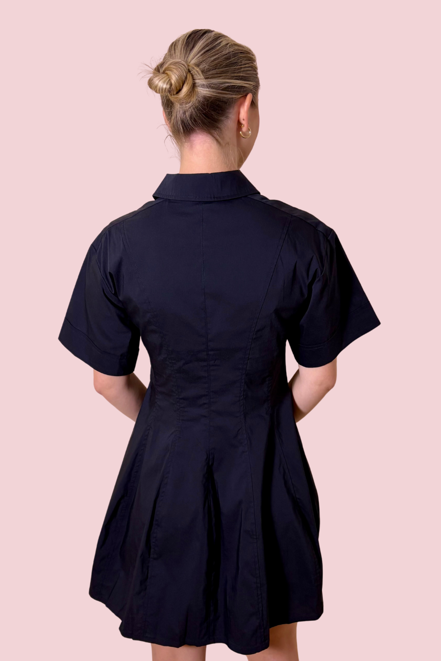 She's the New Classic Black Collared Fit and Flare Mini Dress