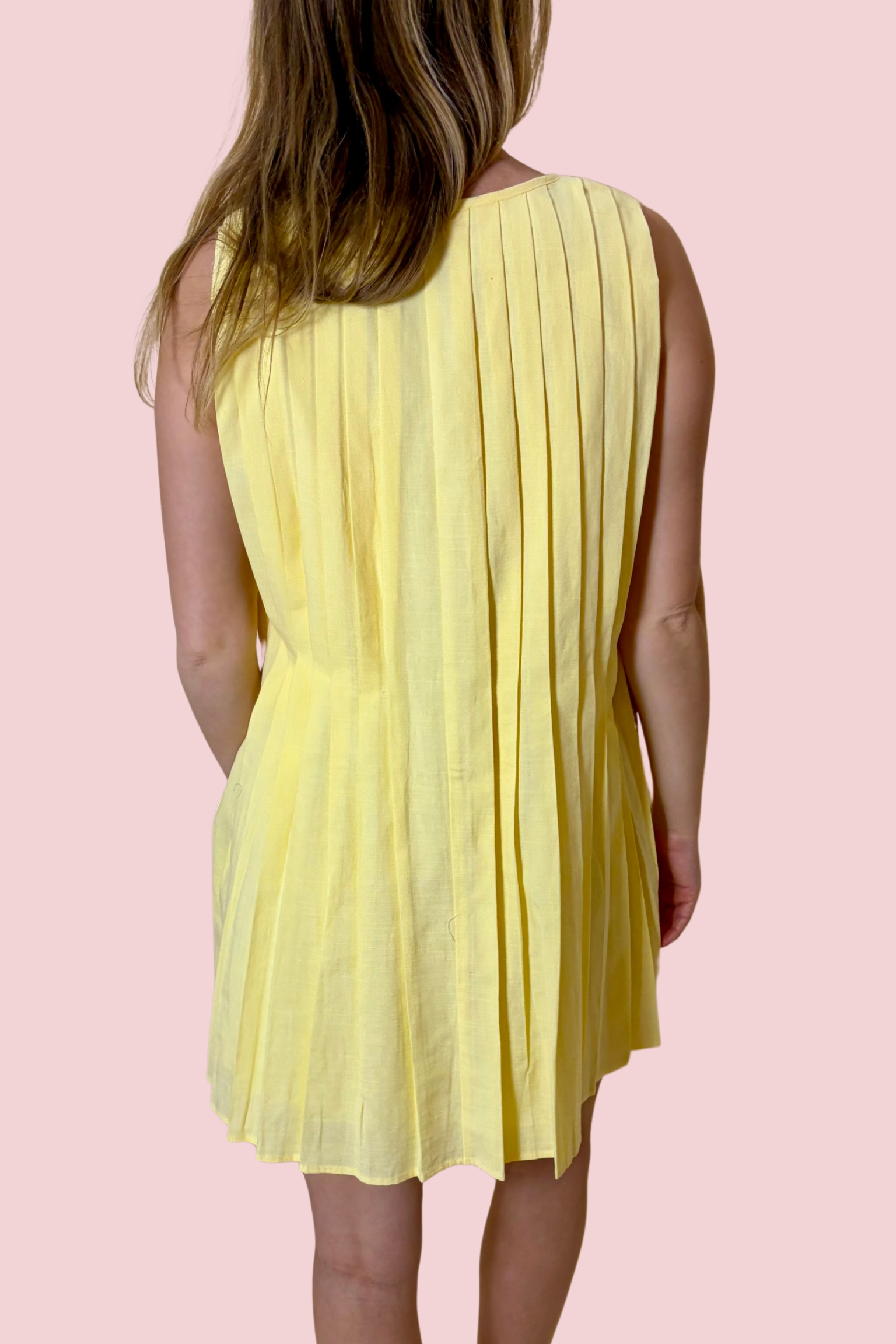 Aren't You a Doll Yellow Pleated Shift Dress with Adjustable Front Bows