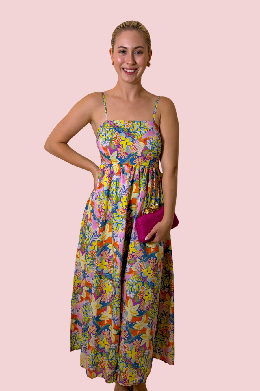 Summer Muse Multicolor Floral Maxi Dress with Spaghetti Straps and Flowy Skirt