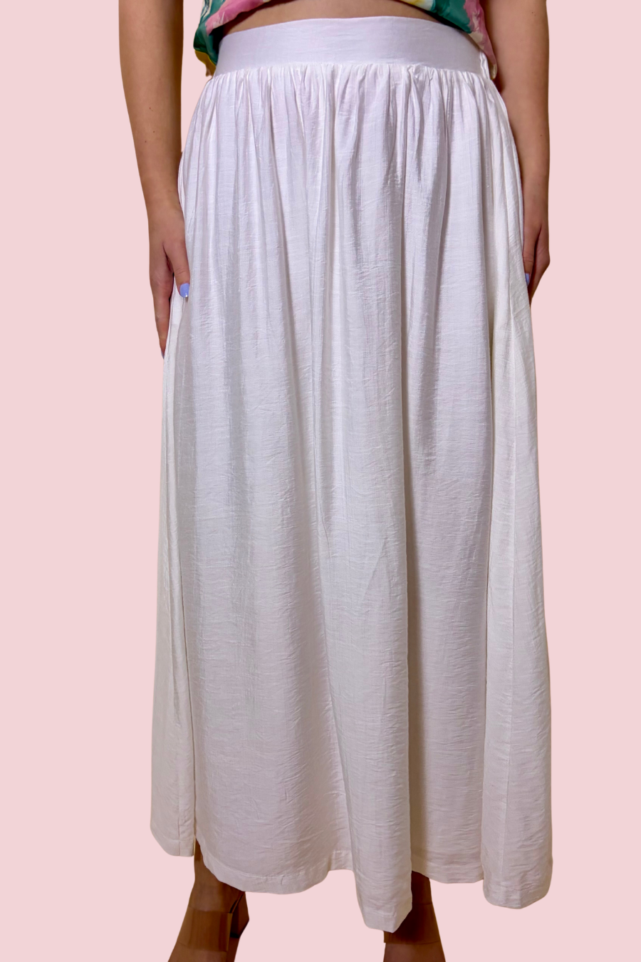 Kelly Maxi Skirt with Elastic Waist and Flowy A-Line Silhouette