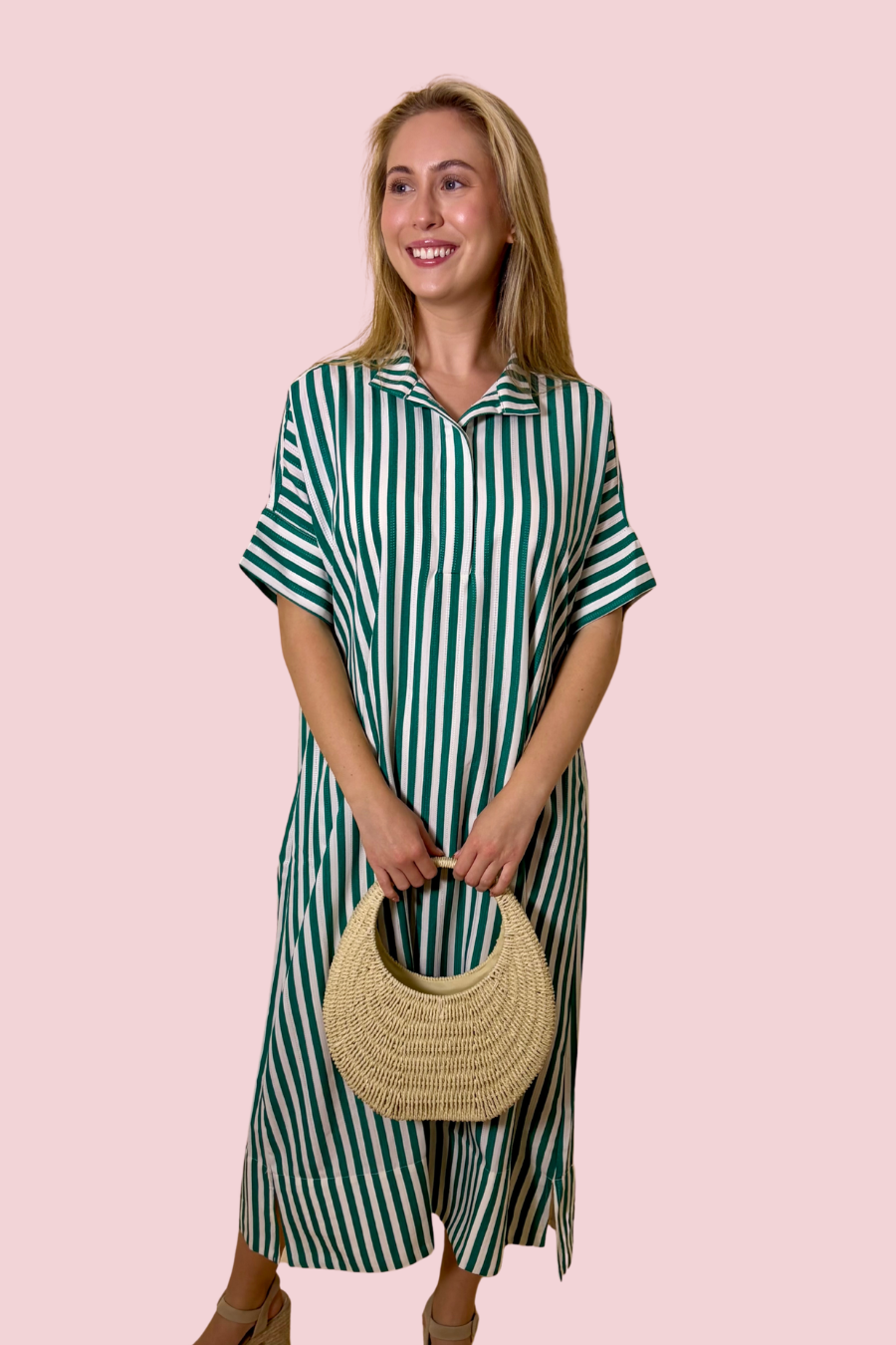 It's a Good Thing Green and White Striped Maxi Dress