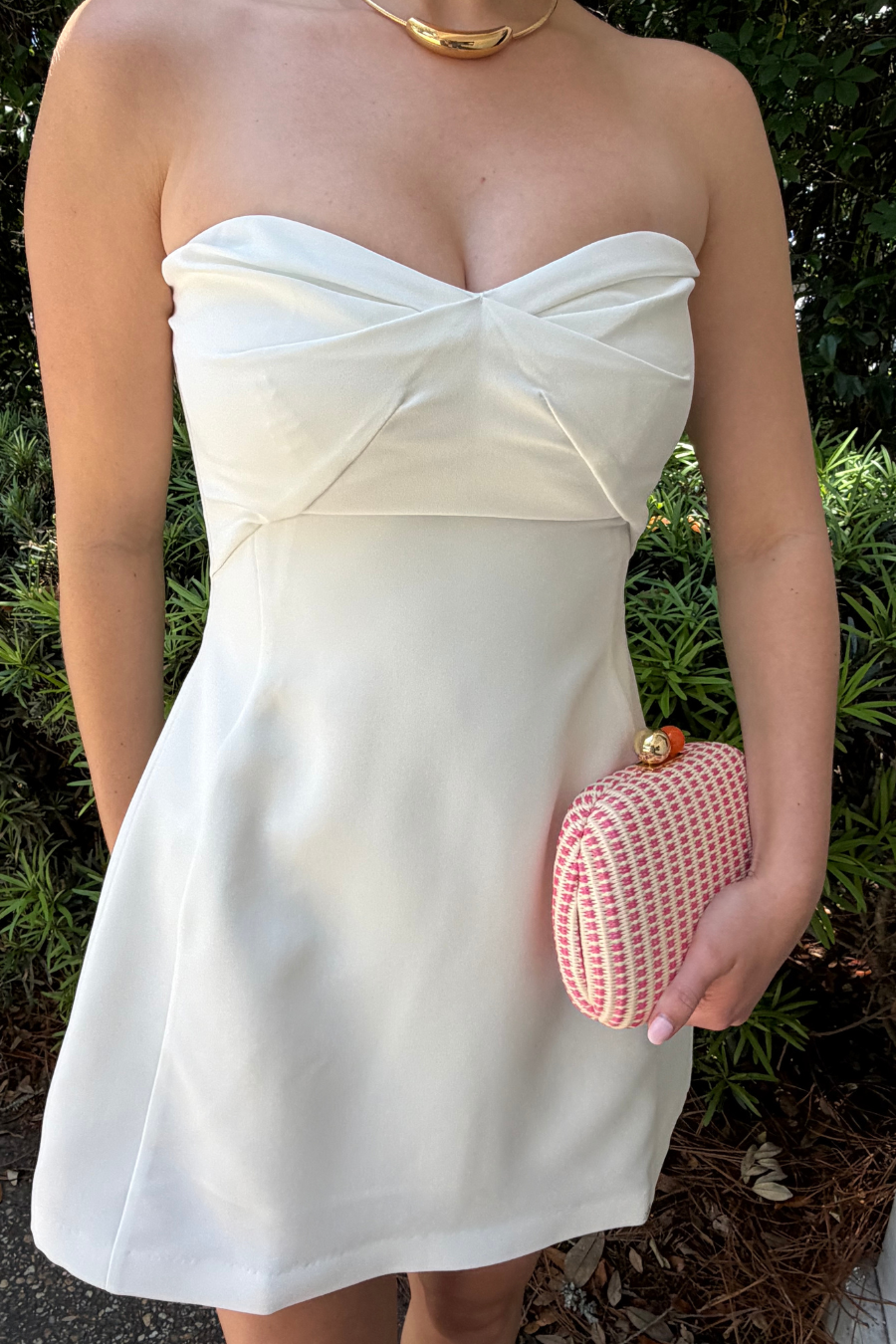 Rachelle Strapless Mini Dress with Sweetheart Neckline and Fit and Flare Silhouette in Ivory