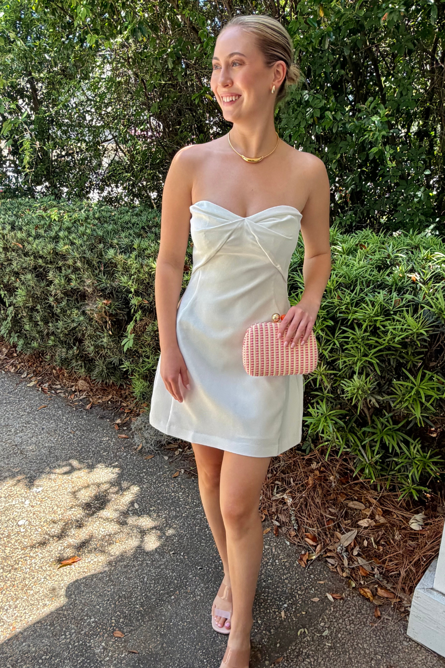 Rachelle Strapless Mini Dress with Sweetheart Neckline and Fit and Flare Silhouette in Ivory
