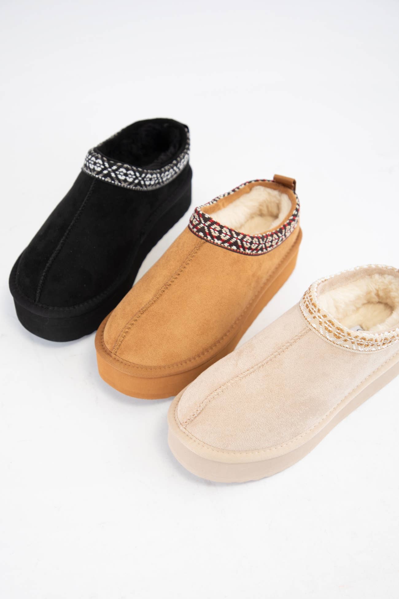 EAGLE EMBROIDERED PLATFORM SHERPA FUR LINED SLIPPERS