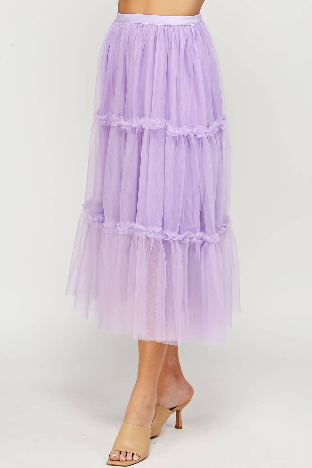 Tulle Midi Skirt With Mini Ruffles