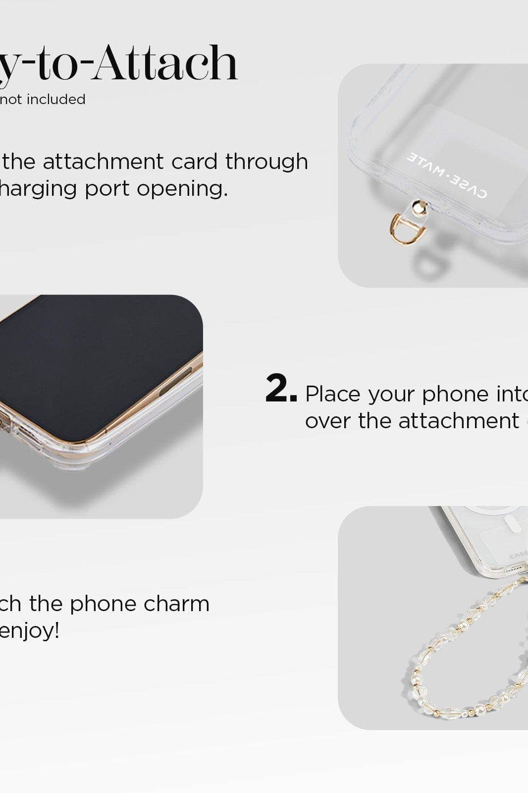 Crystal Pearl Gold Phone Charm