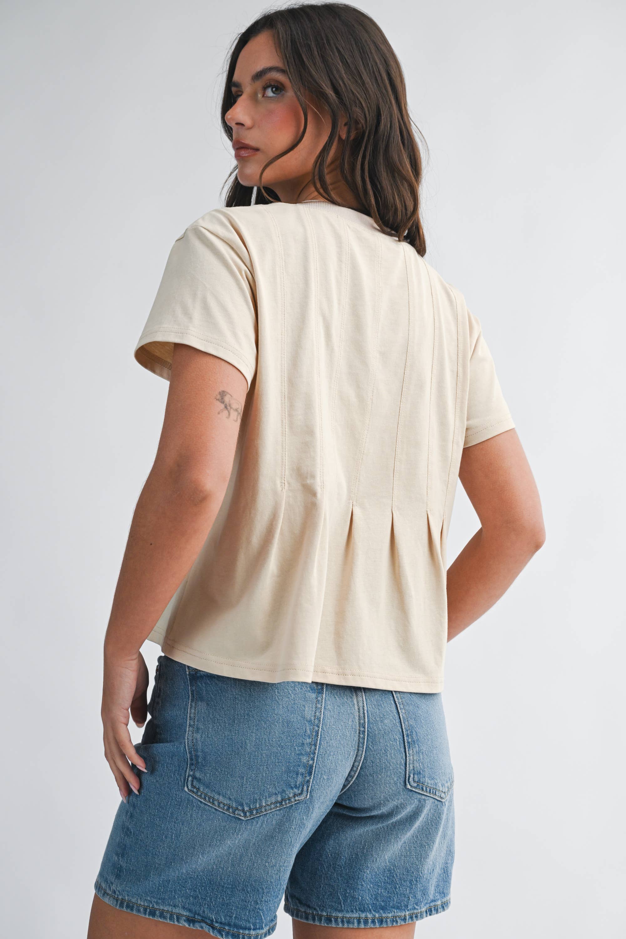 Pleat Me Be Pleated Short Sleeve Knit Top