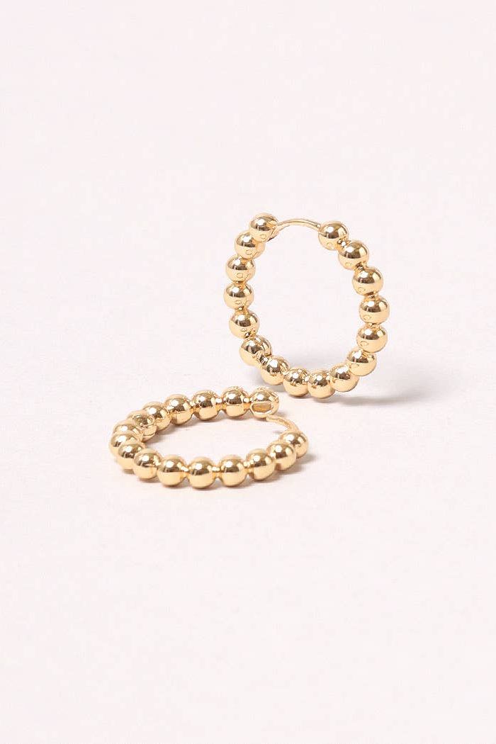 14K Gold-Dipped Ball Hoop Earring