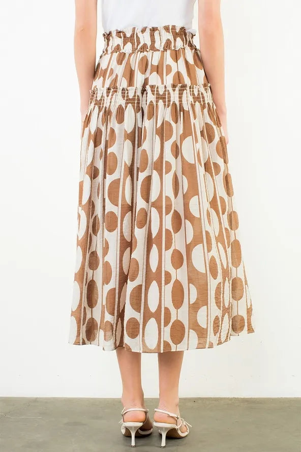 Circle Back Abstract Dot Print Midi Skirt