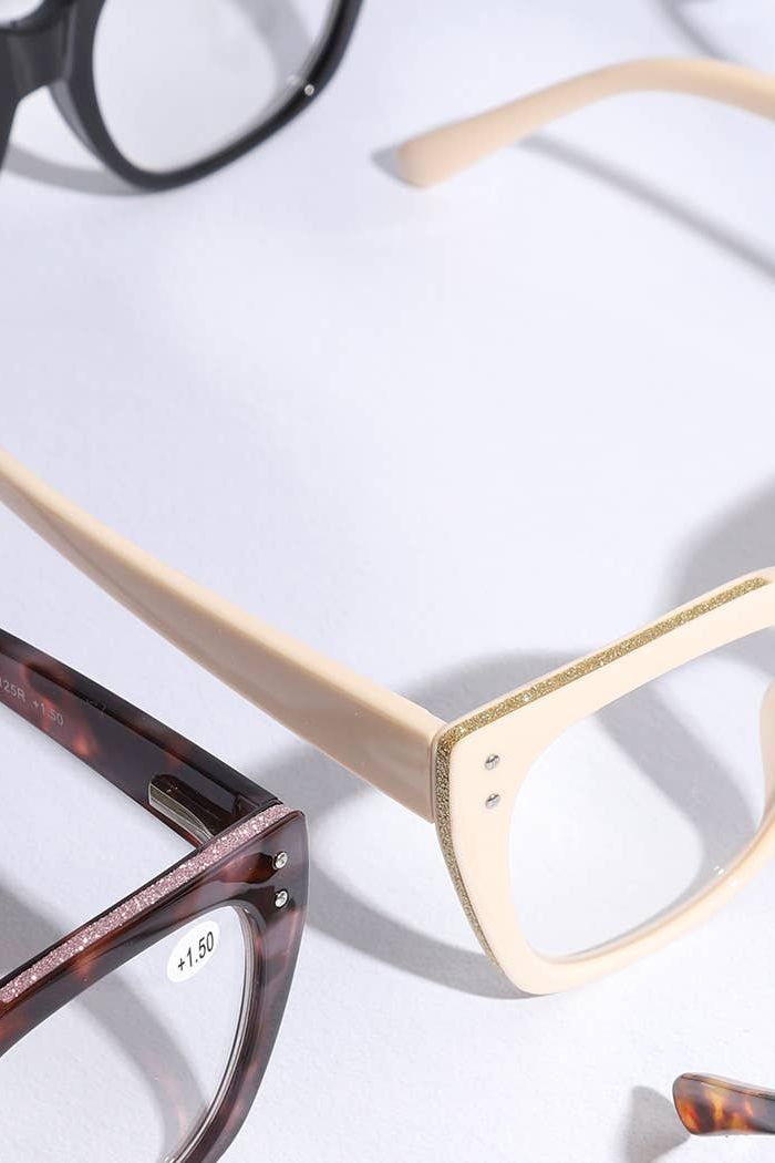 Wide Frame Glitter Side Fashion Reading Glasses