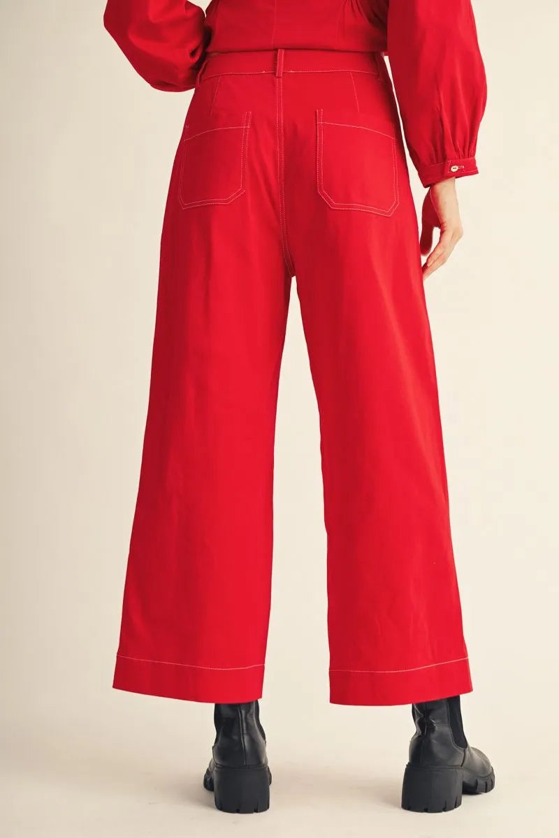 Red-y or Not High Rise Wide Leg Pants