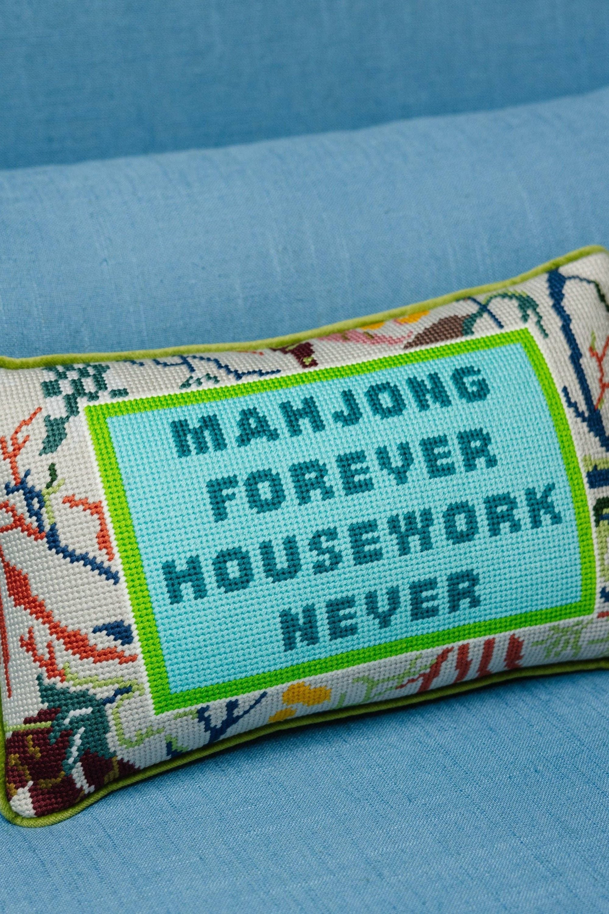 Mahjong Needlepoint Pillow