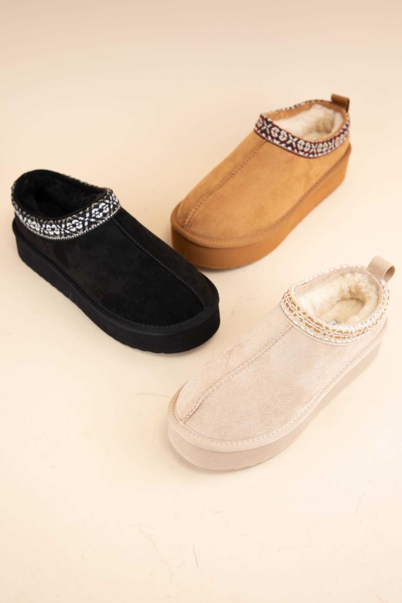 EAGLE EMBROIDERED PLATFORM SHERPA FUR LINED SLIPPERS