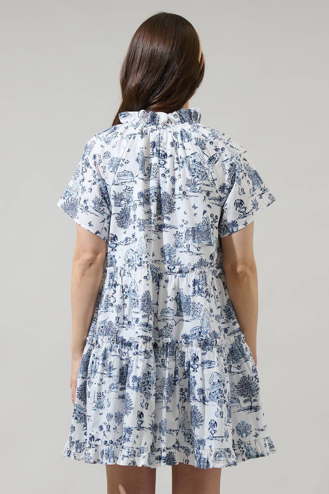 Toile Poplin Tiered Mini Dress