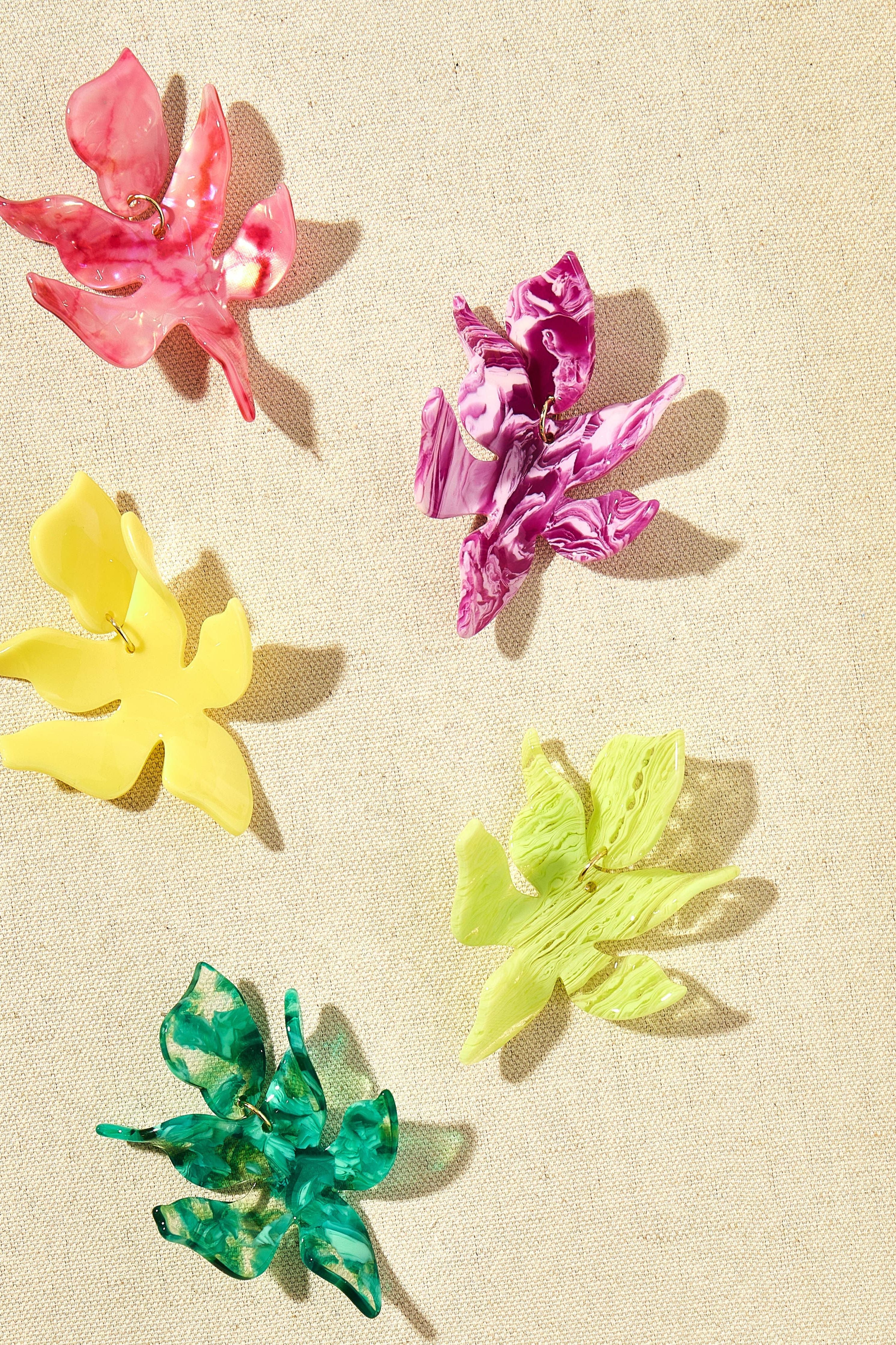 Flora Statement Earrings - Lime Zest