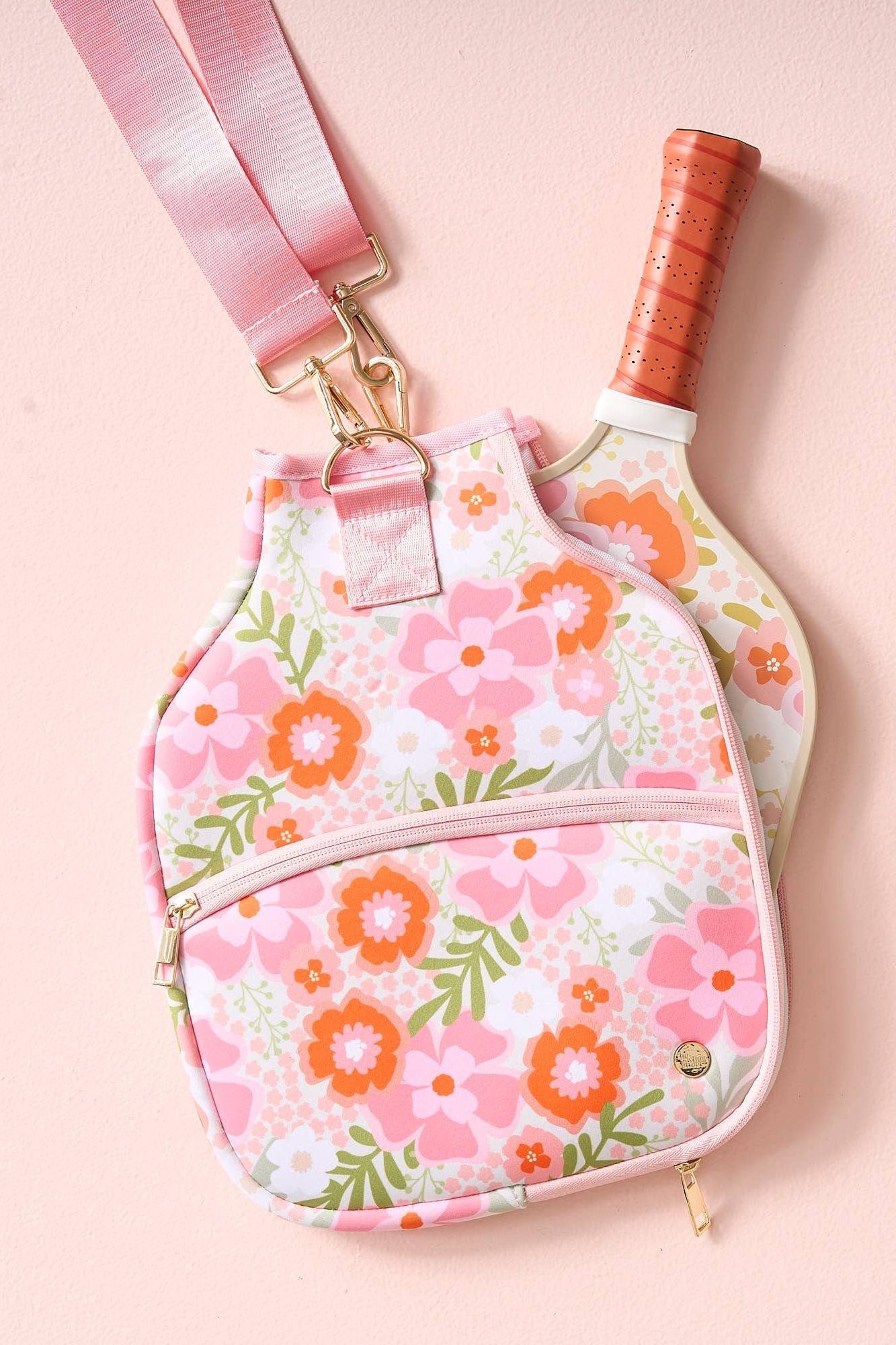 Pickleball Paddle Case-Beyond Blooms Pink Orange