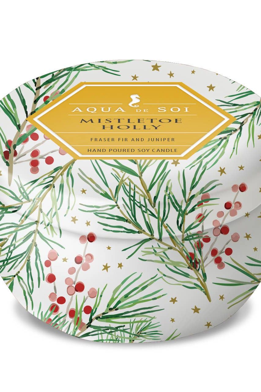 Mistletoe & Holly 9oz Aqua De SOi Tin Candle