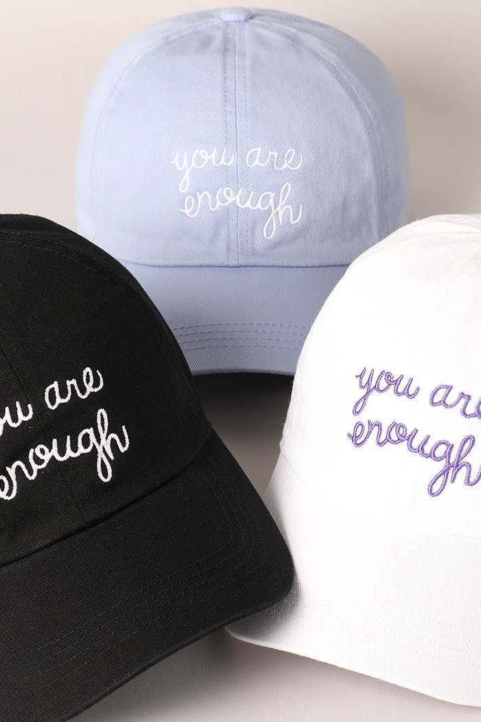 You Are Enough Embroidered Letters Baseball Cap