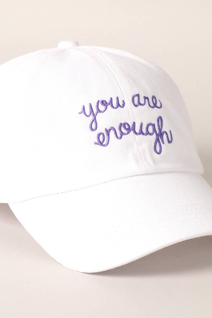 You Are Enough Embroidered Letters Baseball Cap