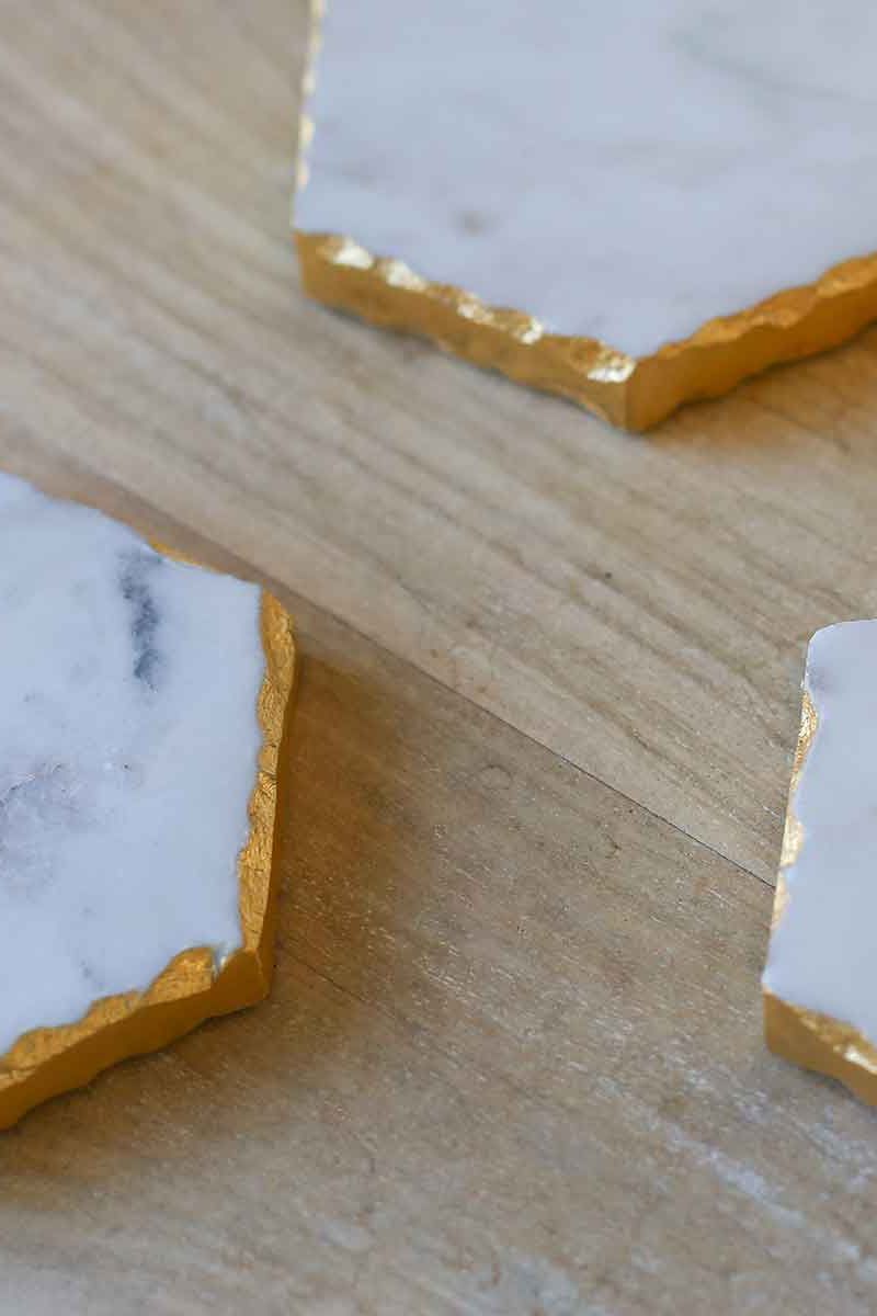 Vernazza Marble Coasters White/Gold 4x4 Set of 4