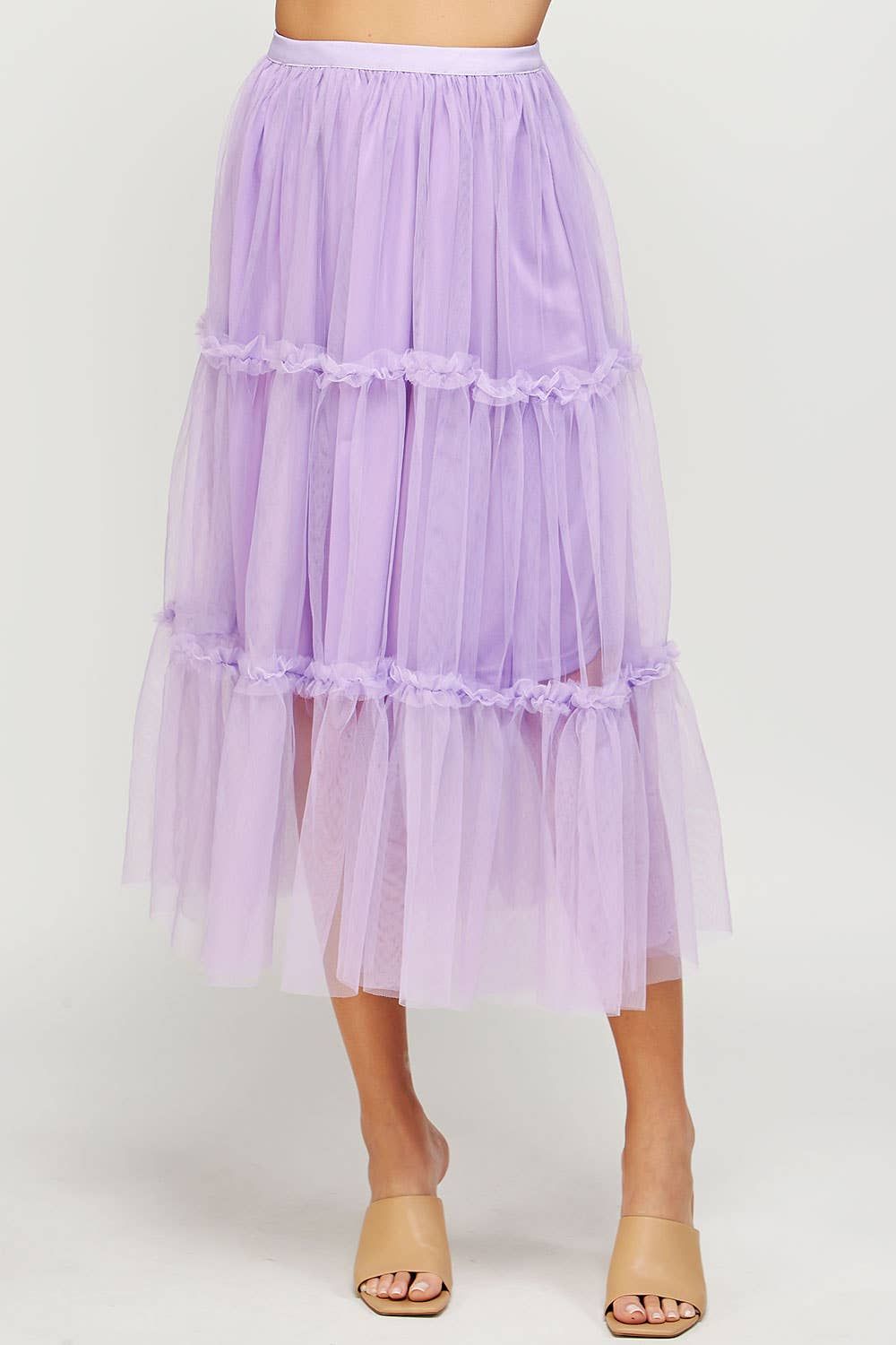 Tulle Midi Skirt With Mini Ruffles