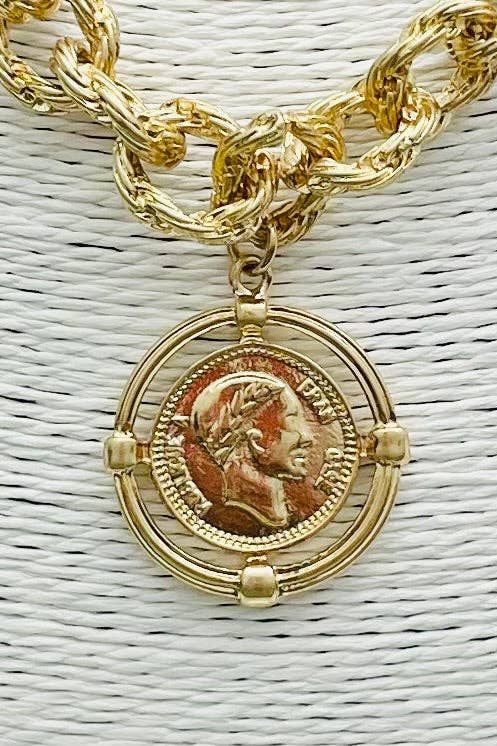 Twisted Link Coin Necklace