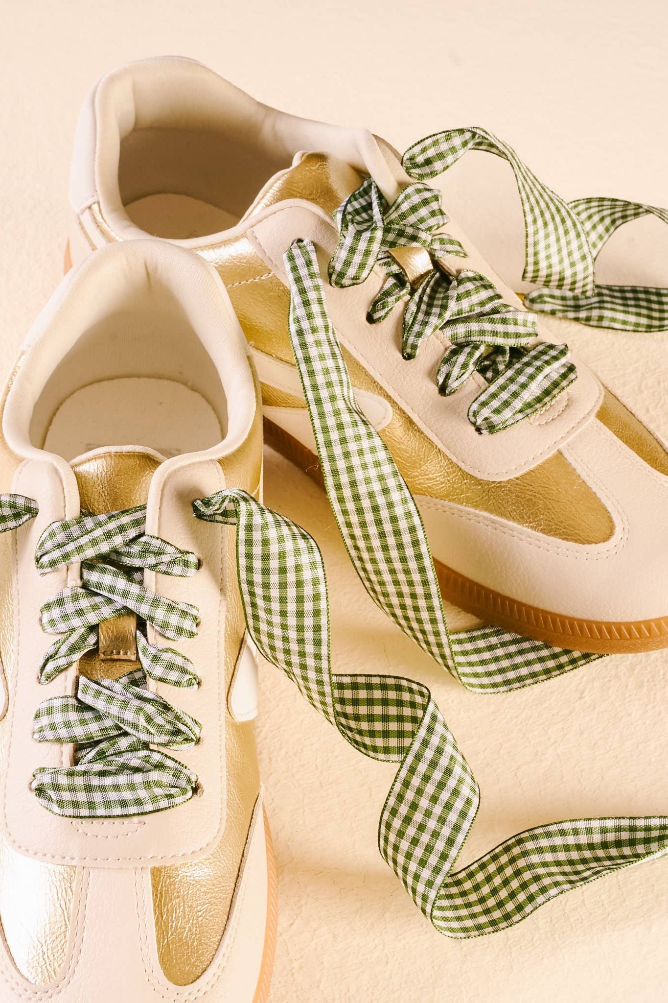 Step It Up Shoelaces-Gingham Green
