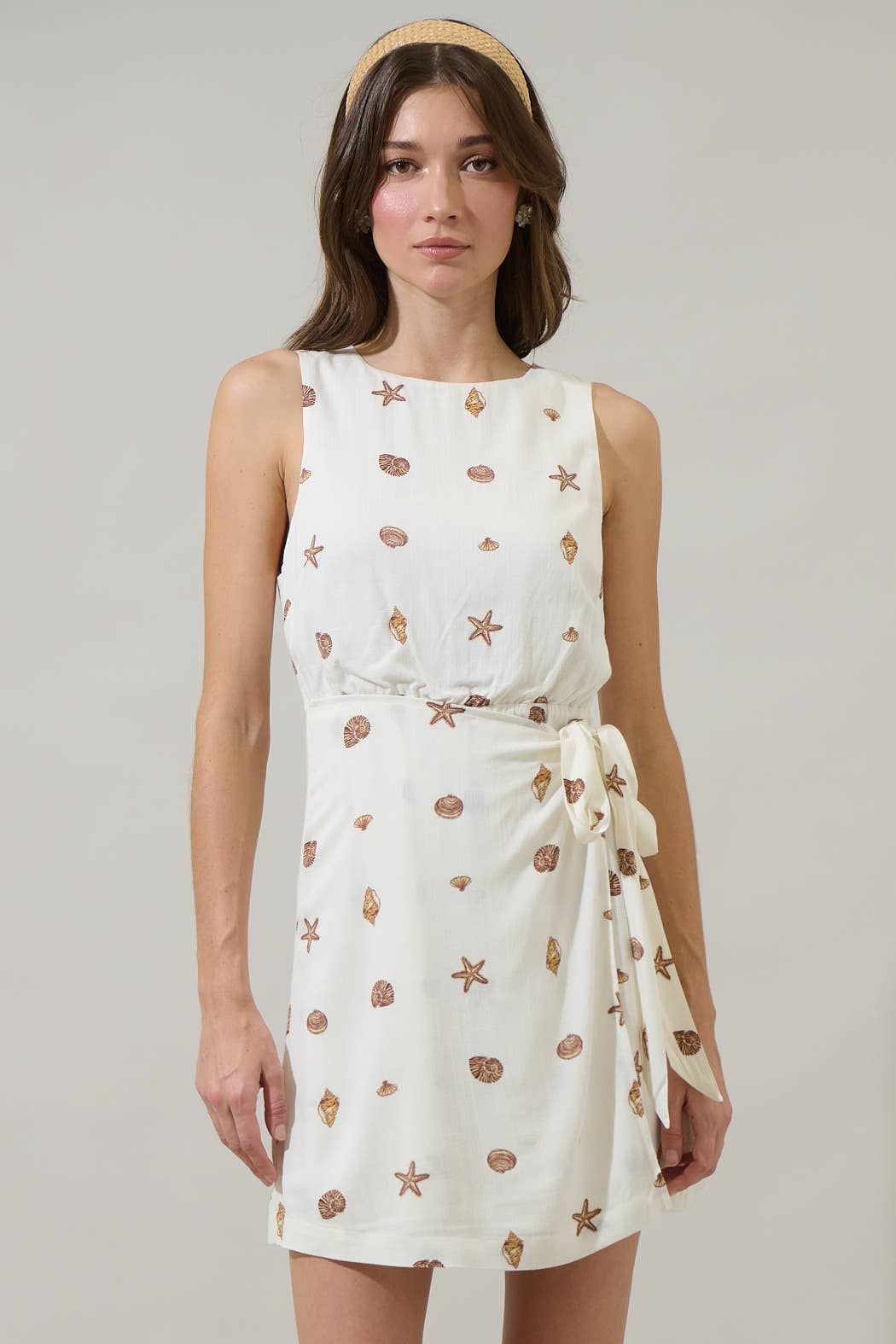 Cerise Shells Wrap Mini Dress