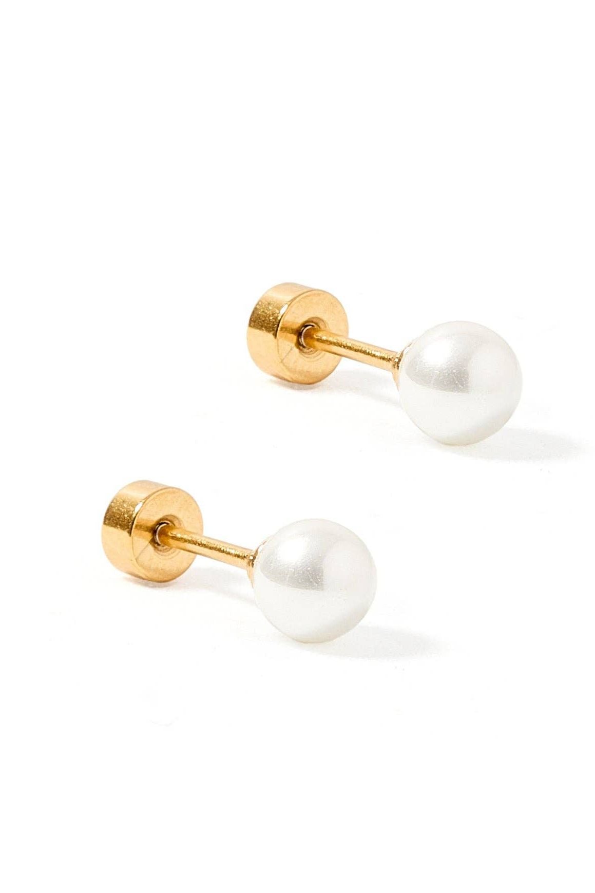 Screwback Stud Earrings - Payton Pearl White 3mm