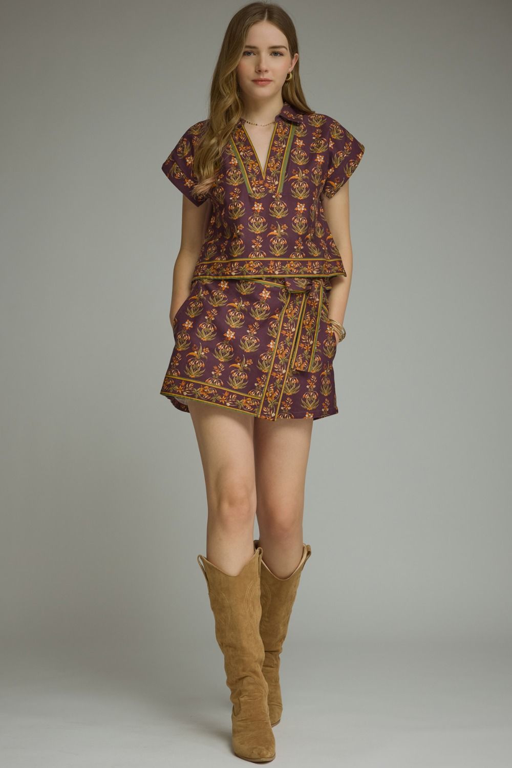 Border Bloom Floral Wrap Mini Skort
