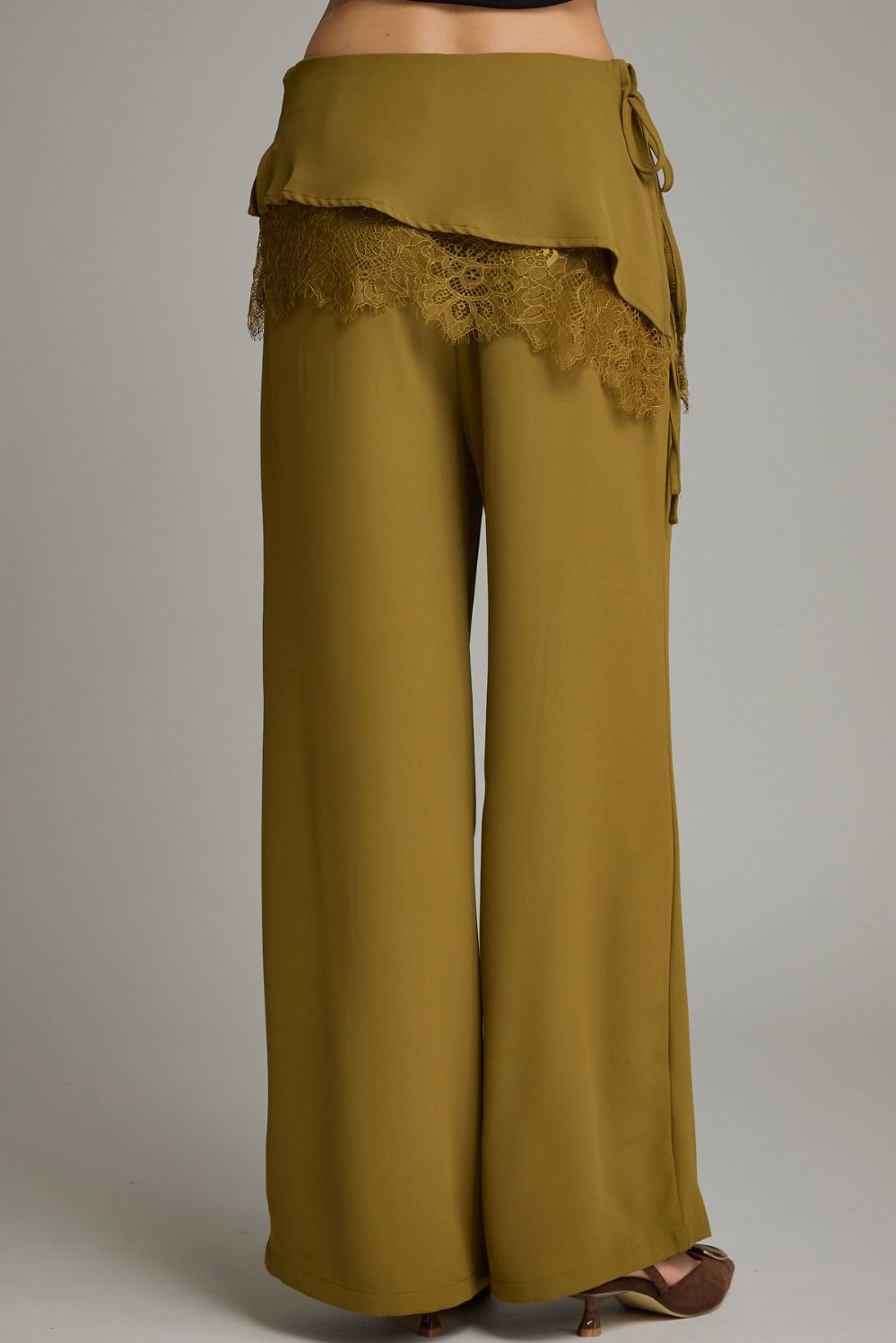Lace Yourself High Waist Draped Lace Overlay Pants