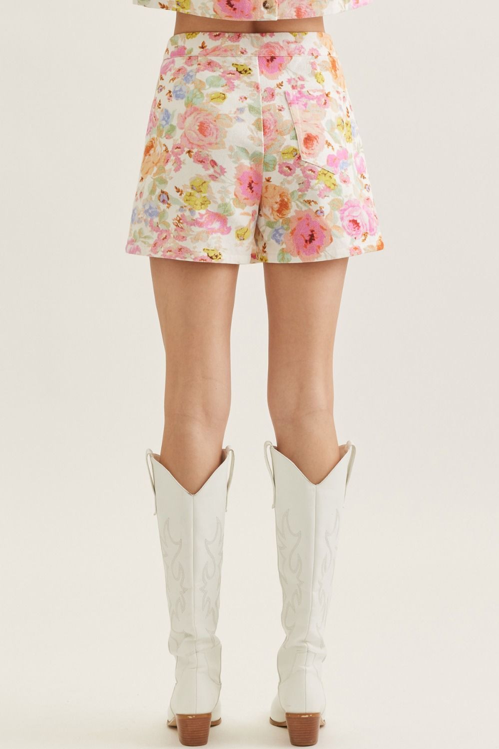 Sweet Bouquet Floral Print Skort with Built In Shorts and Front Pockets
