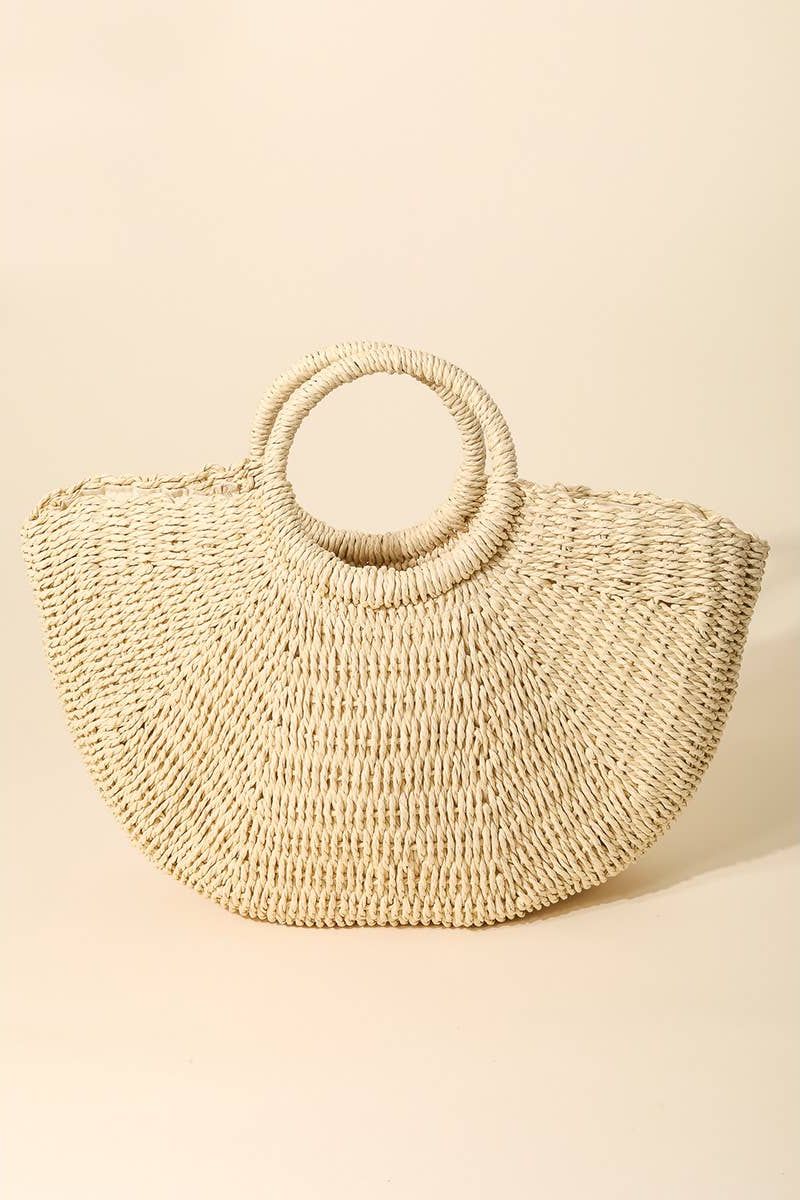 Half Moon Straw Tote Bag