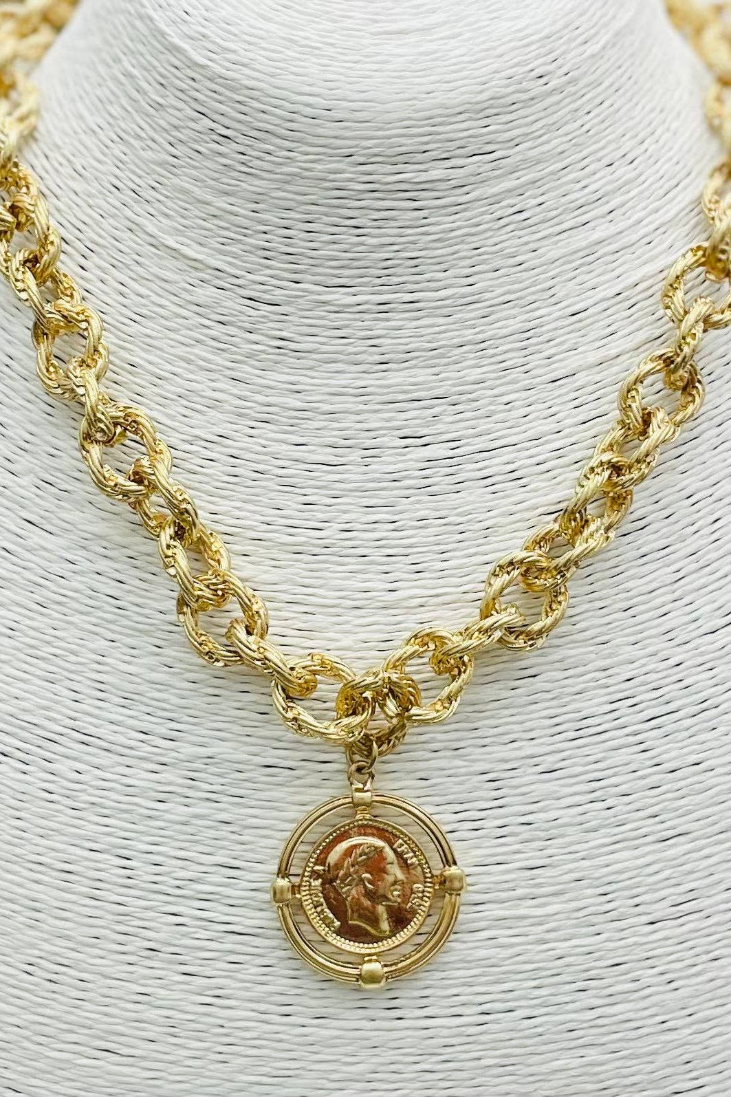 Twisted Link Coin Necklace